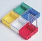 Preview: In the picture, there are six small containers arranged in various colors: yellow, green, blue, red, and clear. They are rectangular and open, some have lids. The overall configuration appears geometric.