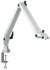 Preview: The image shows a foldable arm with multiple joints, attached to a table. It is white and allows for flexible positioning of devices or materials.