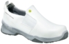 Preview: The image shows a white slip-on shoe with a gray sole. The surface is smooth, and the shoe features side inserts for easy slipping on. It appears sporty and functional.