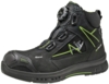 Preview: A sporty, black hiking shoe with greenish accents. It features a sturdy sole and a quick lacing system that can be adjusted with a twist lock.