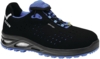 Preview: The shoe is black with blue accents. It has a sporty shape, mesh structures for better ventilation, and a non-slip sole with colored profile knobs.