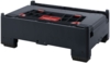 Preview: It is a black plastic pallet with a sturdy design. On the top, there are some red compartments and openings visible, which serve for storage.