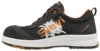 Preview: The shoe is black with orange accents and a striking logo. It has a light sole and is sportily designed, suitable for outdoor sports or work.