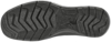 Preview: The image shows the underside of a shoe. The sole is dark black with various tread patterns that provide non-slip grip. There are both diagonal and vertical lines.