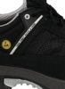 Preview: The image shows a black work shoe with subtle textures. A yellow logo is visible, and a white inscription "FOR FEET WITH A TASK" runs along the side. The sole is sturdy.