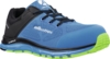 Preview: The shoe is a sporty training shoe in bright blue with a black upper part. The sole is green and has a grippy profile. It is lightweight and breathable.