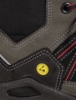 Preview: The image shows part of a shoe, primarily in gray and black. There are red striped details and a yellow ESD marking. The materials appear sturdy and durable.