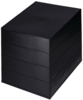 Preview: The image shows a black, square box made up of several stacked layers. The surface is smooth and shiny, with rounded corners.