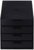 Preview: The image shows a black dresser with four drawers. The drawers have clear handles and the surface is smooth and flat. The dresser has a practical, simple shape.