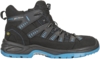 Preview: The image shows a black hiking boot with blue accents. It has a high design, durable upper, a profiled sole, and special lacing systems for better support.