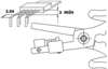 Preview: The image shows a tool for crimping cable shields, with a schematic representation of the tip and a time indication of 3 minutes. Dimensions are provided.