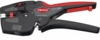 Preview: The image shows a black and red wire stripper. It has two handles and a flat working surface with various settings for cables. A logo is clearly visible.