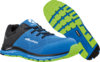 Preview: The image shows a sporty shoe in bright blue with black and green accents. The sole is grippy and features a modern design. It is suitable for active movements.