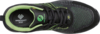 Preview: The image displays a sporty shoe made from black material with green accents. It features a breathable surface, laces, and a reinforced toe box. The insole reads "GREENHEART".