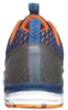 Preview: The shoe is sporty and features a blue, breathable upper with orange accents. The sole is white with orange parts, and the heel area has a transparent reinforcement.