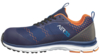 Preview: Der Schuh ist sportlich und robust, in Blau mit orangefarbenen Akzenten. Er hat eine gepolsterte Sohle und ein atmungsaktives Obermaterial, ideal für Bewegung und Komfort.