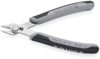 Preview: The image shows a pair of pliers with metallic, shiny cutting surfaces and gray, non-slip plastic handles. It is used for cutting wire or similar material.