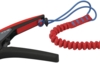 Preview: The image shows a dog leash with a handle in black and red. The leash is elastic, red with blue accents, and has a loop for wrist protection.