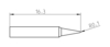 Preview: The image displays a technical drawing of a conical object measuring 16.3 mm in length. It features a pointed shape and a small rounding at the end (R0.1).