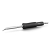 Preview: The image shows a soldering iron with a metallic, pointed tip and a rubberized, black handle with grooves for better grip. The handle is sturdy and ergonomically designed.