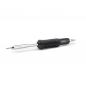 Preview: The image displays a black soldering iron with a metallic heating tip. The handle is rubberized and features non-slip grooves. The iron is slim and tapers to a point for precise work.