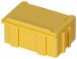 Preview: The image shows a small, rectangular, yellow plastic box with molded sides and a flat lid. It has a simple, functional design with no special decorations.