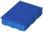 Preview: The image shows a blue plastic box, rectangular with a flat lid. The box has vertical ridges and is sturdy, ideal for storing items.