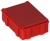 Preview: The image shows a small, rectangular box in bright red. The box has a smooth top and slightly raised side edges. It appears sturdy and stable.