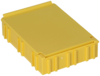 Preview: The image shows a yellow, rectangular box with a flat top. The box has solid walls with coarse, vertical ridges and is made of a sturdy material.