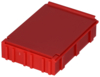 Preview: The image shows a red, rectangular plastic box with a flat top and ridged sides. It has a simple, functional shape and is sturdy and durable.