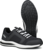 Preview: The image shows a black sports shoe with white lacing and a walking sole. The shoe has a padded sole and a breathable structure. The underside features a tread for better grip.