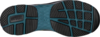 Preview: The image shows the sole of a sports shoe. It is predominantly black with a blue section in the middle. The rubber has a non-slip pattern with ribs and knobs for better grip.