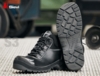 Preview: The image shows a pair of black work boots with high tops and lacing. Their sole has a coarse tread for better grip. The brand "Sievi" is visible.