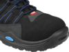 Preview: The image shows a black shoe suitable for outdoor use. It has blue shoelaces and a sturdy, textured rubber sole. The shoe appears stable and comfortable.