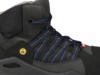 Preview: The image shows a black, tall hiking boot with blue laces. There is a yellow logo on the shoe and it has a sturdy, grippy sole. The shoe is designed for outdoor activities.