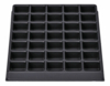 Preview: The image shows a rectangular, black baking pan with 36 evenly distributed, small indentations suitable for muffins or cupcakes. The surface is smooth.