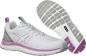 Preview: The image shows a pair of running shoes. They are primarily white with gray and purple accents. The sole has a non-slip pattern and the shoes are sporty and lightweight.