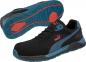 Preview: In the picture, there are black sports shoes with blue and red accents visible. They feature a sporty design, a grippy sole, and flexible materials for comfort.