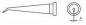 Preview: The image shows a schematic representation of a narrow, straight object with a slightly curved tip on the left side. On the right is a circular cross-section with a central line.