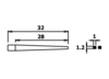 Preview: The image displays a technical drawing of a conical object. It has a length of 32 mm, a width of 28 mm, and a tip thickness of 1 mm. Additional dimensions are also provided.