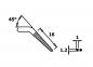 Preview: Das Bild zeigt eine technische Zeichnung eines Werkzeugs. Es hat eine schräg verlaufende Kante unter einem 45-Grad-Winkel und misst 16 Einheiten in der Höhe. Rechts sind Maße von 1 und 1,2 Einheiten angegeben.