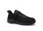 Preview: The shoe is a black sneaker with a sturdy, slightly curved sole. It has laces and a padded, comfortable interior. Ideal for athletic activities.