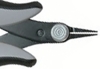 Preview: The image shows a pair of pliers with a pointed, narrow tip at one end. The handle is black and gray, and there is a round screw in the middle.