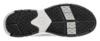 Preview: The image displays the underside of a shoe. The sole features a smooth, black rubber pattern with various elements, including bright and textured areas that provide contact.