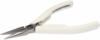 Preview: The image shows a pair of pliers with narrow, pointed jaws and white, ergonomic handles. The pliers have a silver metal surface and a simple, functional design.