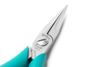 Preview: The image shows a sharp, silver pair of pliers with ergonomic, turquoise handles. Engravings on the head display the manufacturer and model.