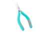 Preview: The image shows a pair of pliers with narrow, pointed blades. The handles are in a bright turquoise with gray rubber applications that provide a non-slip surface.