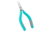 Preview: The image shows a pointed pair of pliers with long, narrow jaws. The handle is turquoise with gray rubber coatings for better grip. The pliers are suitable for precise tasks.