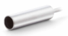 Preview: The image shows a silver, cylindrical block of metal. It has a hollow inner diameter and a smooth surface. A thin conduit is attached at one end.