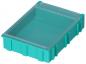 Preview: The image shows a flat, rectangular storage box in turquoise with a transparent lid. The box has a textured outer surface and is space-saving.